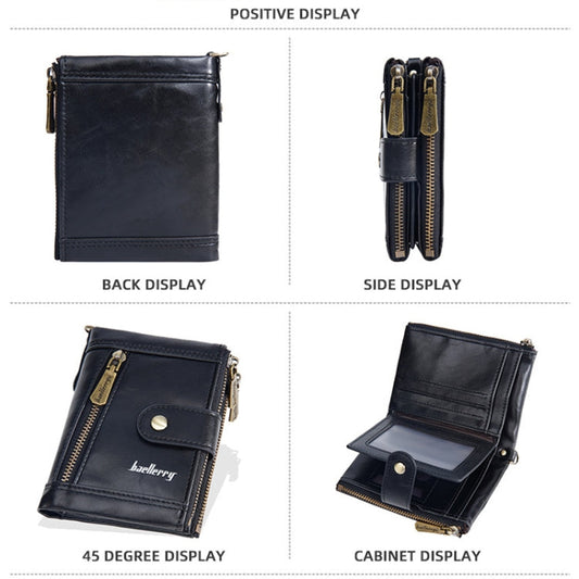 Baellerry D3261 Retro Multi-card Slot Double-zipper Short Wallet Coin Purse(Black)