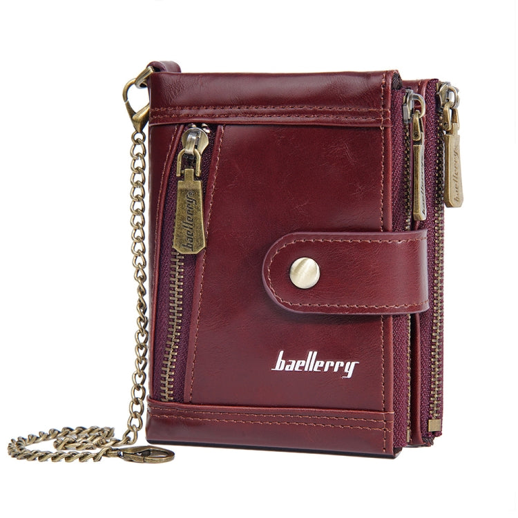 Baellerry D3261 Portefeuille Court Rétro à Multiples Fentes et Double Fermeture Éclair avec Porte-Monnaie (Café)