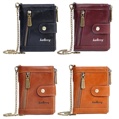 Baellerry D3261 Portefeuille Court Rétro à Multiples Fentes et Double Fermeture Éclair avec Porte-Monnaie (Noir)