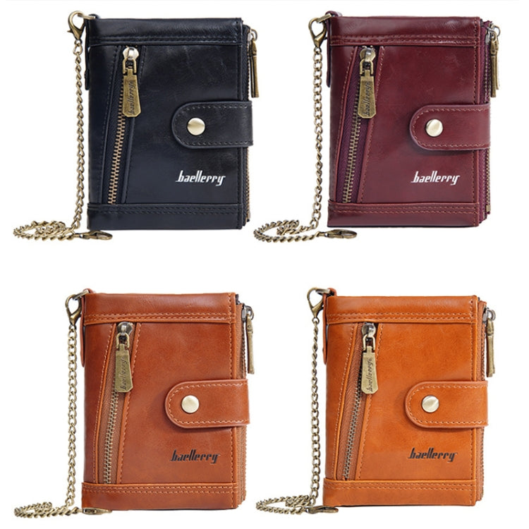 Baellerry D3261 Portefeuille Court Rétro à Multiples Fentes et Double Fermeture Éclair avec Porte-Monnaie (Café)