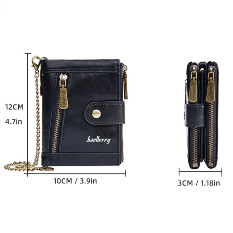 Baellerry D3261 Portefeuille Court Rétro à Multiples Fentes et Double Fermeture Éclair avec Porte-Monnaie (Café)