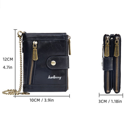 Baellerry D3261 Portefeuille Court Rétro à Multiples Fentes et Double Fermeture Éclair avec Porte-Monnaie (Café)