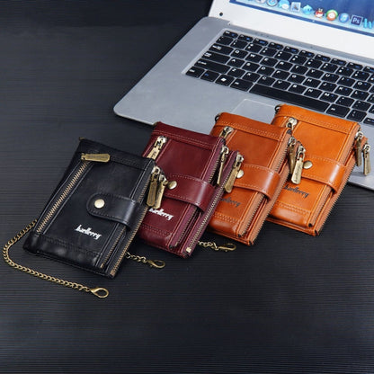 Baellerry D3261 Retro Multi-card Slot Double-zipper Short Wallet Coin Purse(Dark Brown)