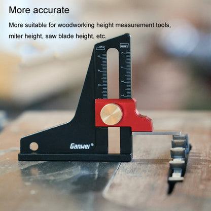 Ganwei Woodworking Height Gauge 0-50mm Aluminum Alloy Adjustable Tablesaw Depth Measuring Tool(Black)