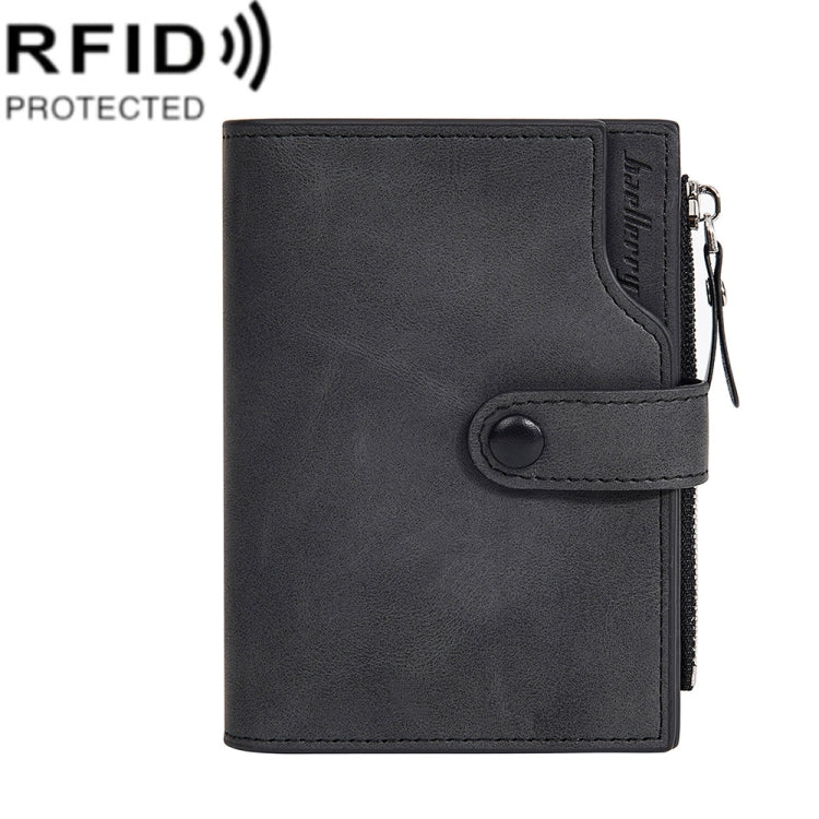 Baellerry D5113 RFID Anti-theft Tri-fold Zipper Short Wallet Coin Purse(Black)