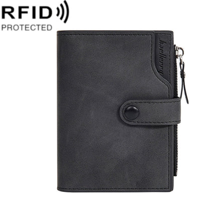 Baellerry D5113 RFID Anti-theft Tri-fold Zipper Short Wallet Coin Purse(Black)