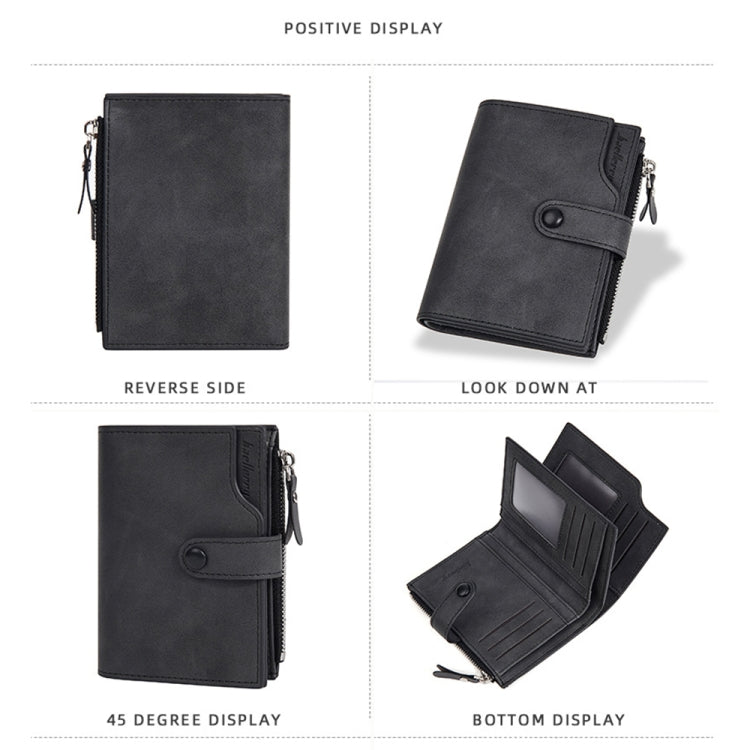 Baellerry D5113 RFID Anti-theft Tri-fold Zipper Short Wallet Coin Purse(Black)