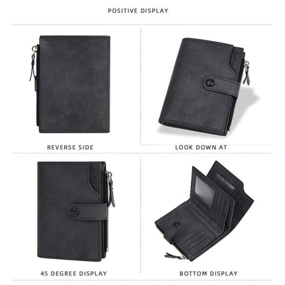 Baellerry D5113 RFID Anti-theft Tri-fold Zipper Short Wallet Coin Purse(Black)