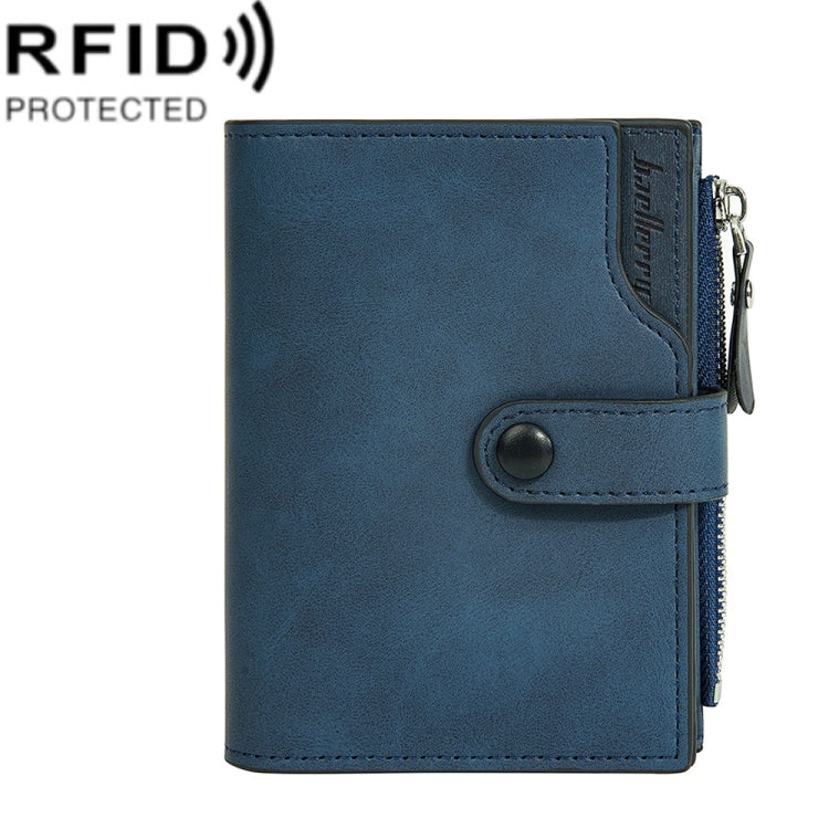 Baellerry D5113 RFID Anti-theft Tri-fold Zipper Short Wallet Coin Purse(Blue)