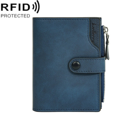 Baellerry D5113 RFID Anti-theft Tri-fold Zipper Short Wallet Coin Purse(Blue)