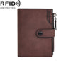 Baellerry D5113 RFID Anti-theft Tri-fold Zipper Short Wallet Coin Purse(Dark Brown)