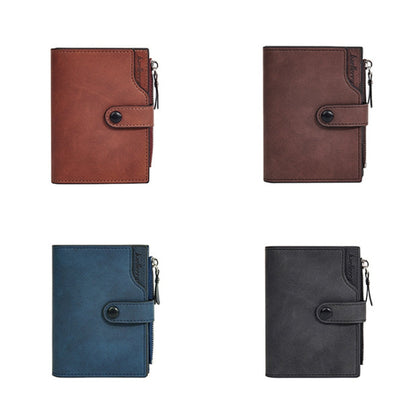 Baellerry D5113 RFID Anti-theft Tri-fold Zipper Short Wallet Coin Purse(Blue)
