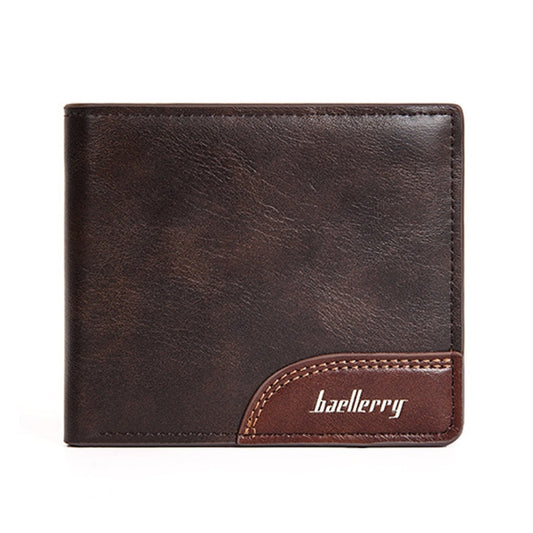 Baellerry D2405 Retro Two-fold Men Short Zipper Wallet Card Holder(Dark Brown)