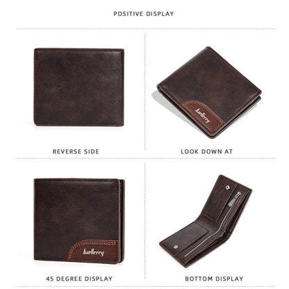 Baellerry D2405 Retro Two-fold Men Short Zipper Wallet Card Holder(Dark Brown)