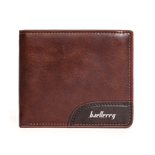 Baellerry D2405 Retro Two-fold Men Short Zipper Wallet Card Holder(Brown)