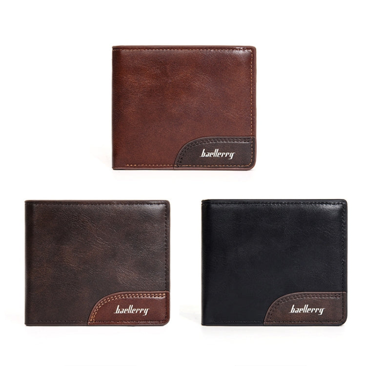 Baellerry D2405 Retro Two-fold Men Short Zipper Wallet Card Holder(Dark Brown)
