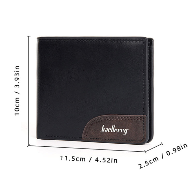 Baellerry D2405 Retro Two-fold Men Short Zipper Wallet Card Holder(Dark Brown)