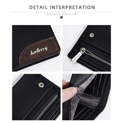 Baellerry D2405 Retro Two-fold Men Short Zipper Wallet Card Holder(Brown)