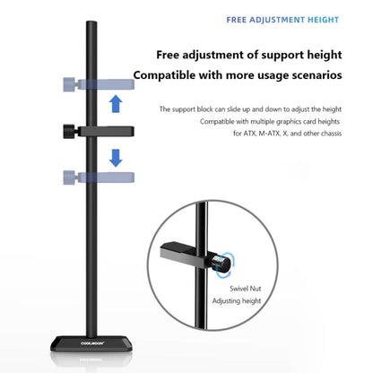COOLMOON GH195 Support de Protection Vertical pour Carte Graphique d'Ordinateur de Bureau, Tringle Métallique, Support Magnétique, Couleur : Noir