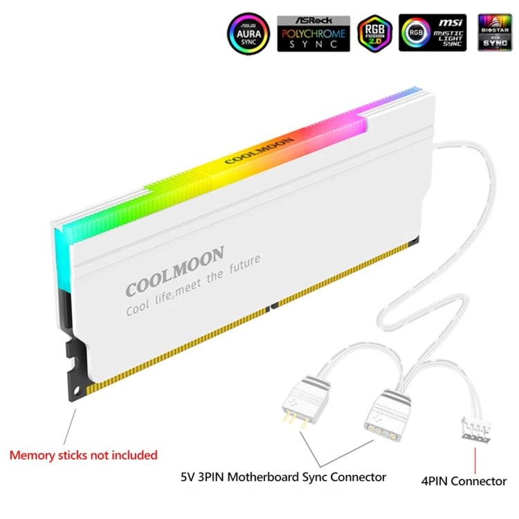 COOLMOON CM-RA1 ARGB Memory Vest Desktop Computer Memory Stick Cooling Case(Gray)
