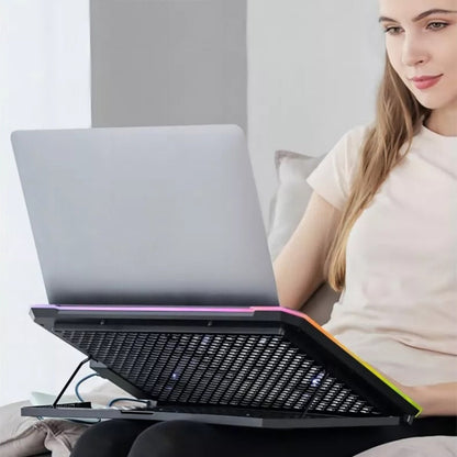 ICE COOREL K15C Smart Adjustable Laptop Radiator Base With RGB Lighting Effect, Color: 14 Fans
