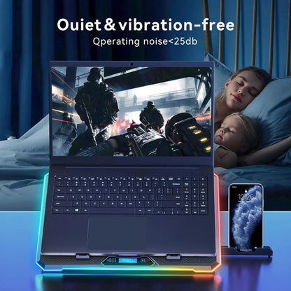 ICE COOREL K15C Smart Adjustable Laptop Radiator Base With RGB Lighting Effect, Color: 14 Fans