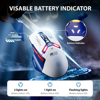 Souris d'ordinateur de bureau de jeu sans fil Bluetooth Tri-mode Inphic IN9 (Bleu)