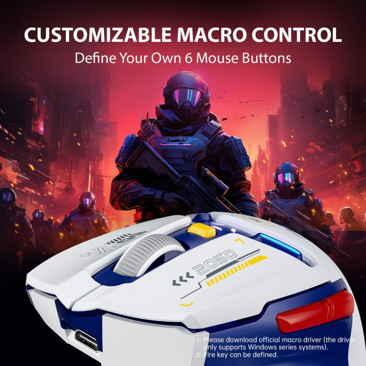 Souris d'ordinateur de bureau/jeu sans fil Bluetooth trimode Inphic IN9 (blanc)