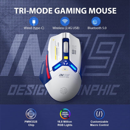 Souris d'ordinateur de bureau/jeu sans fil Bluetooth trimode Inphic IN9 (blanc)