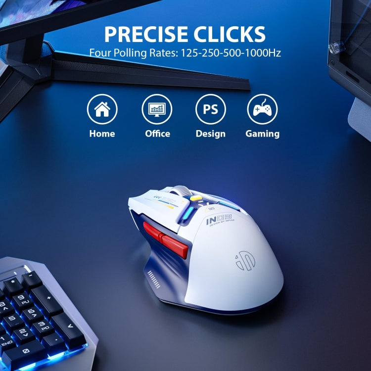 Souris d'ordinateur de bureau/jeu sans fil Bluetooth trimode Inphic IN9 (blanc)