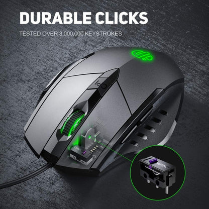 Inphic PW1H Wired Silent Illuminated Computer Gaming 6-Button Mouse(Gray)