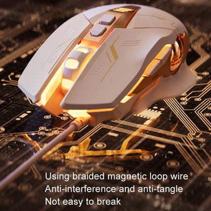 Souris de jeu filaire améliorée Inphic W8 avec définition de macros, lumineuse et silencieuse (couleur thé au lait)