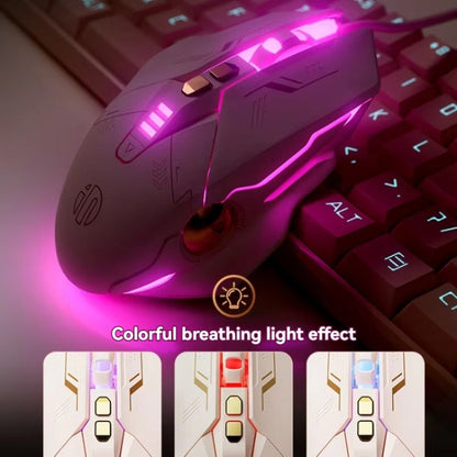 Souris de jeu filaire améliorée Inphic W8 avec définition de macros, lumineuse et silencieuse (couleur thé au lait)
