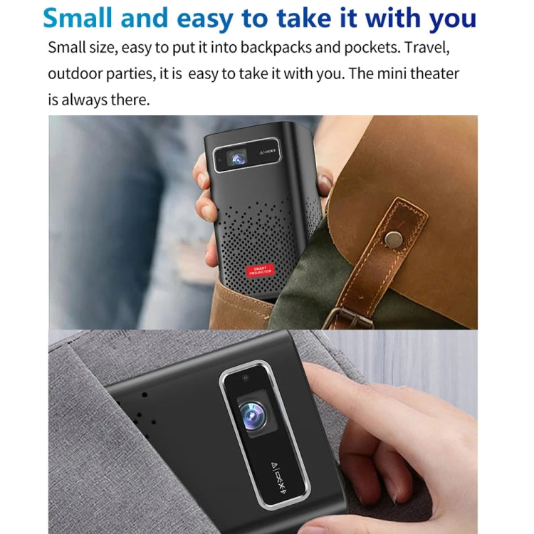 TOUMEI C900 Projecteur de musique domestique portable extérieur avec batterie intégrée 4K HD, prise UE (noir)