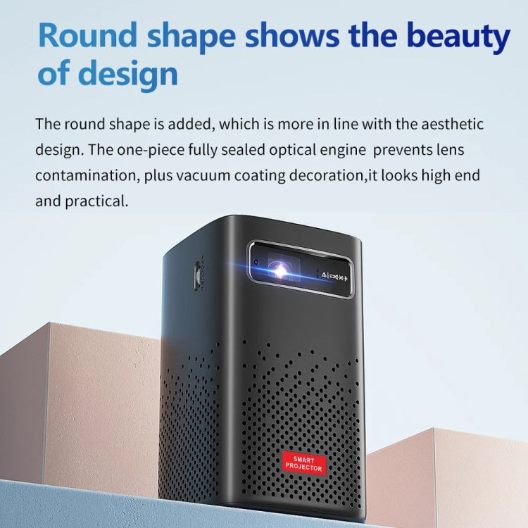 TOUMEI C900 Projecteur de musique domestique portable extérieur avec batterie intégrée 4K HD, prise UE (noir)