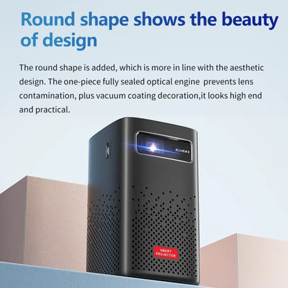 TOUMEI C900 Projecteur de musique domestique portable extérieur avec batterie intégrée 4K HD, prise UE (noir)