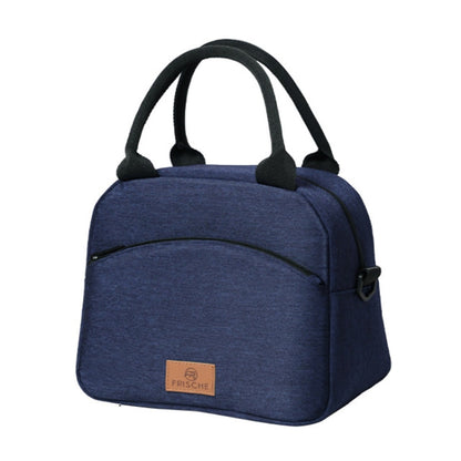 FRISCHE Portable Handheld Insulated Lunch Pack Outdoor Picnic Large Capacity Bento Bag(Navy Blue)