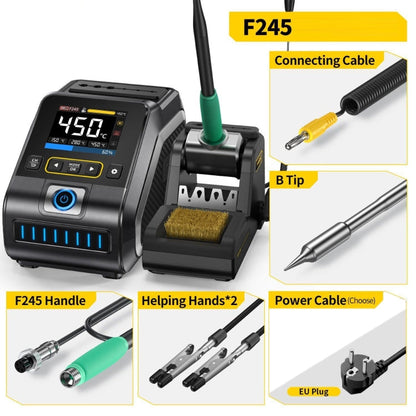 FNIRSI 200W Intelligent Constant Temperature Electric Soldering Iron Station, Set: EU Plug F245 B Head