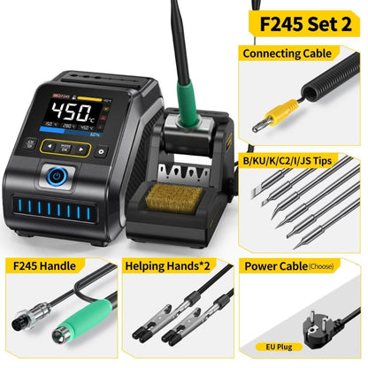 FNIRSI 200W Intelligent Constant Temperature Electric Soldering Iron Station, Set: EU Plug F245 Upgrade 6 Heads