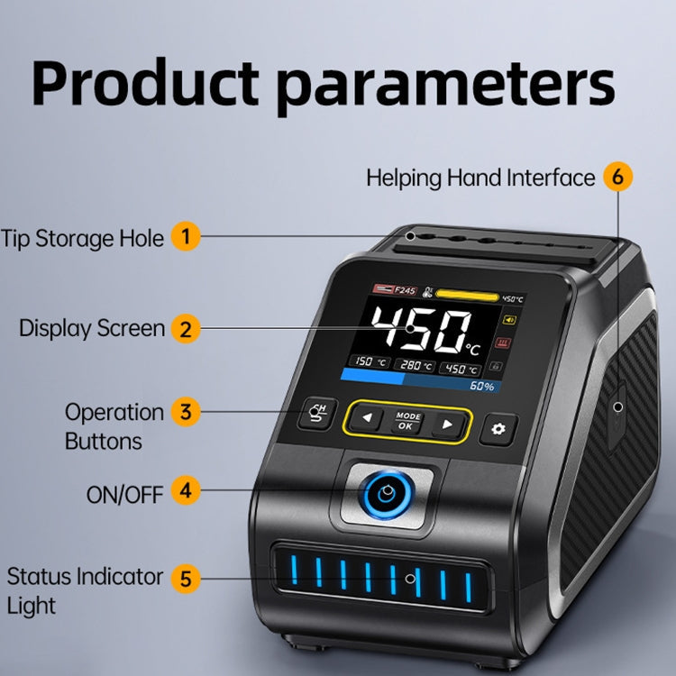 FNIRSI 200W Intelligent Constant Temperature Electric Soldering Iron Station, Set: EU Plug F245 B Head