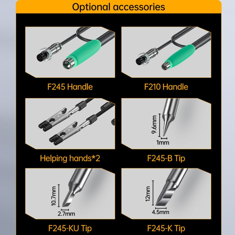 FNIRSI 200W Intelligent Constant Temperature Electric Soldering Iron Station, Set: US Plug F210 Upgrade 3 Heads