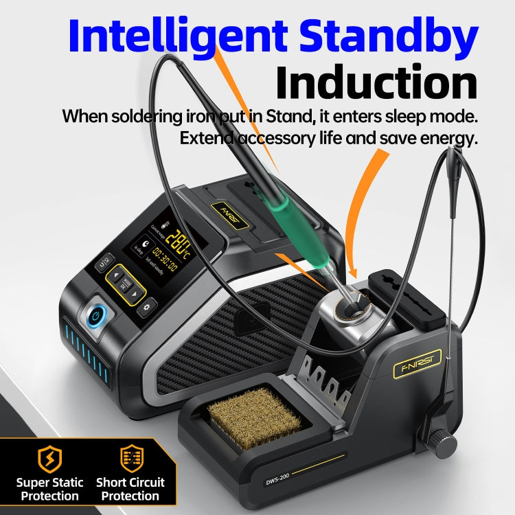 FNIRSI 200W Intelligent Constant Temperature Electric Soldering Iron Station, Set: EU Plug F245 B Head