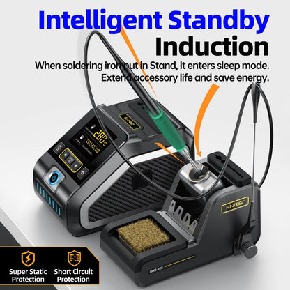 FNIRSI 200W Intelligent Constant Temperature Electric Soldering Iron Station, Set: EU Plug F245 B Head