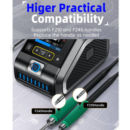 FNIRSI 200W Intelligent Constant Temperature Electric Soldering Iron Station, Set: US Plug F210 K Head