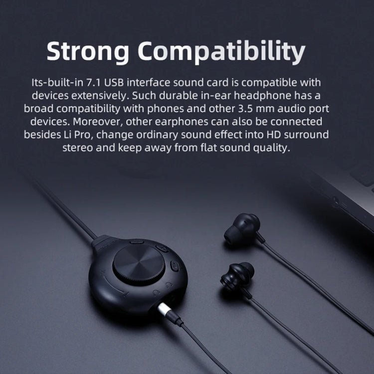 Écouteurs de jeu filaires Bluedio LI PRO pour téléphone portable avec carte son 7.1 et prise jack 3,5 mm (noir)