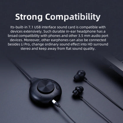 Écouteurs de jeu filaires Bluedio LI PRO pour téléphone portable avec carte son 7.1 et prise jack 3,5 mm (noir)
