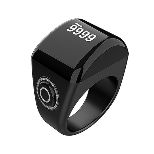 Bague de rappel de l'heure de prière musulmane Equantu Smart Bluetooth Finger Counter, style : noir 18 mm