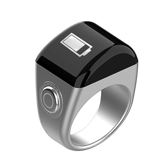 Bague de rappel du temps de prière musulman avec compteur de doigts Bluetooth intelligent Equantu, style : Argent 22 mm