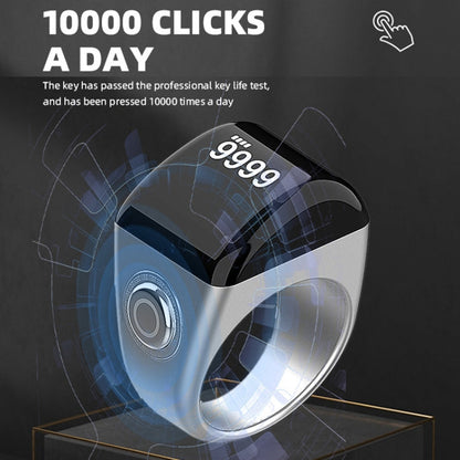 Equantu Smart Bluetooth Finger Counter Muslim Prayer Time Reminder Ring, Style: Black 22mm