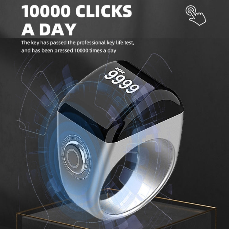 Equantu Smart Bluetooth Finger Counter Muslim Prayer Time Reminder Ring, Style: Black 20mm